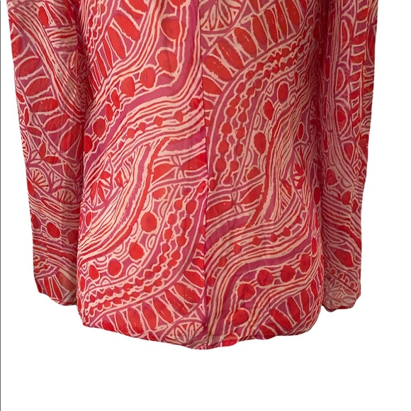 Trina Turk Silk Pink Red Tunic Blouse w/ Keyhole Opening - S - Picture 10 of 13